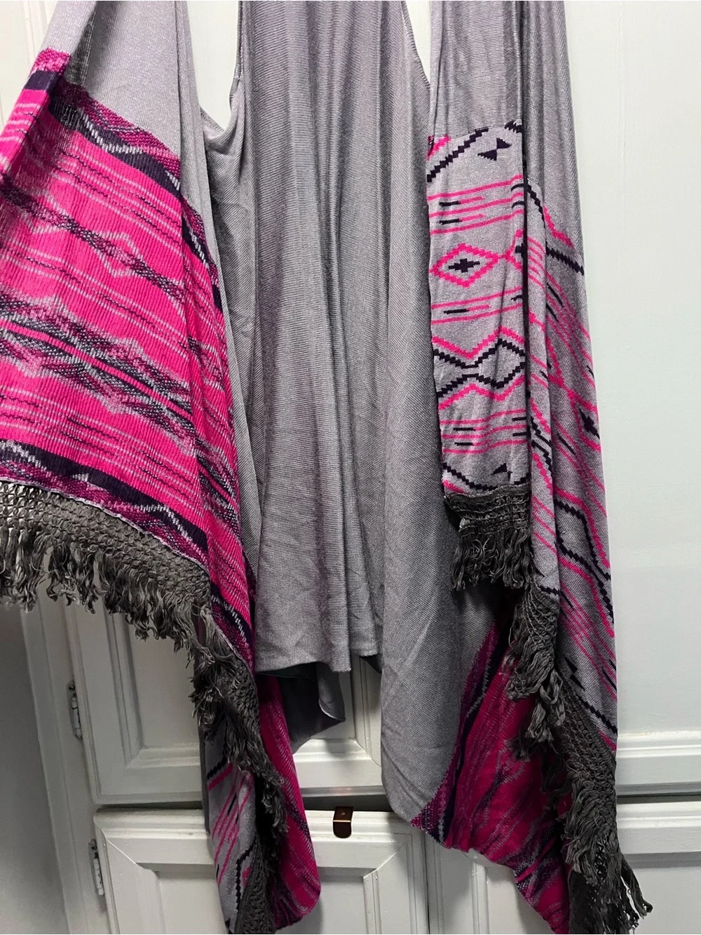 NWT Aratta Eloise Knit Frayed Fringe Trim Long Vest Bohemian Boho One Size OS